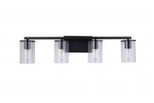 Lit Up Lighting LIT6124BK+MC -CL - 4X E26 60 W vanity Light in Black finish with replaceable socket rings